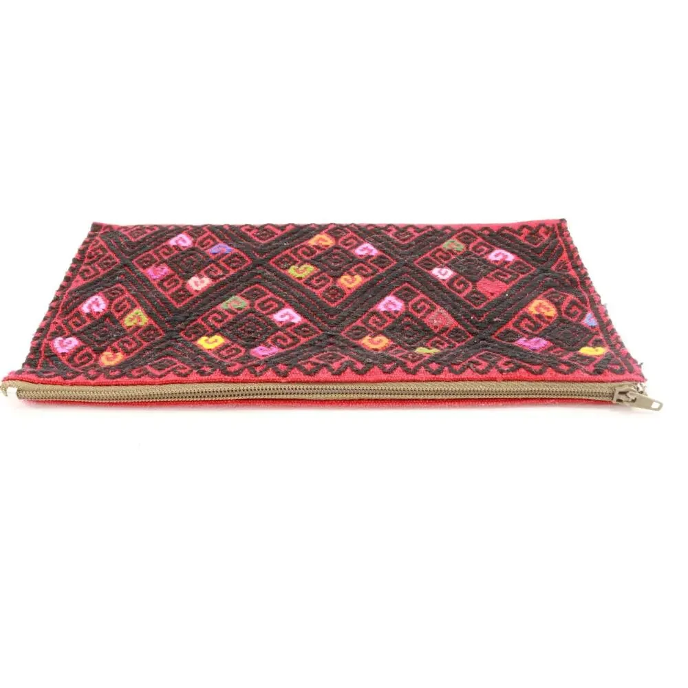 Hand Embroidered Heart Clutch Handbag Women Purse Shoulder Bag